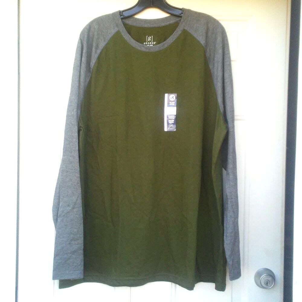 George Crew Neck Long Sleeve Tee 2XL ( 50 - 52 ) Moisture Wicking